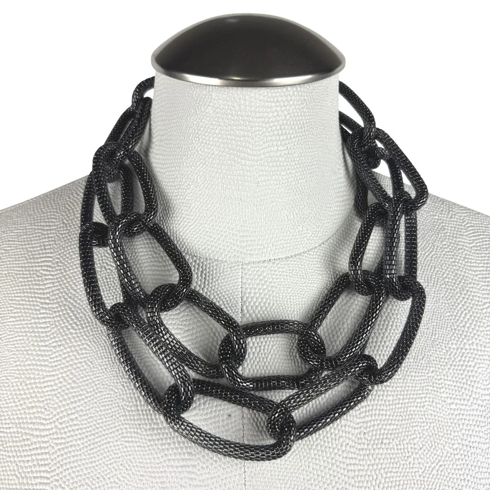 Lisa Freede Women's‎ Black Chain Link Necklace Chunky Statement Jewelry Fashion